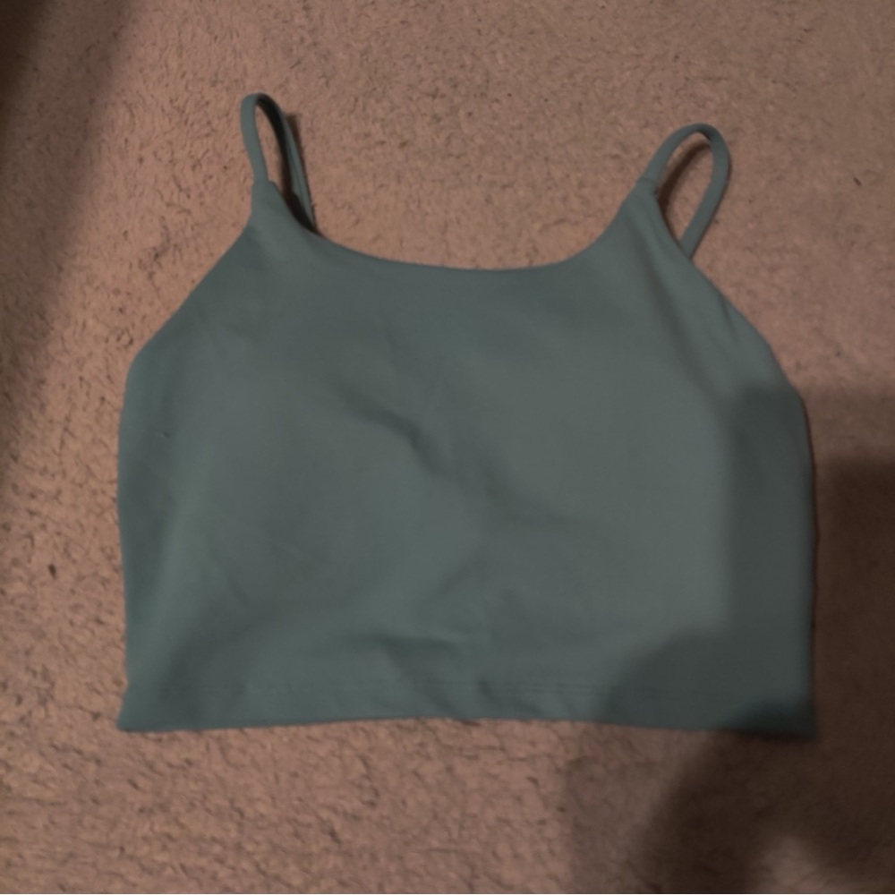 Teal Sports Bra Crop Top Removable Pads Turquoise